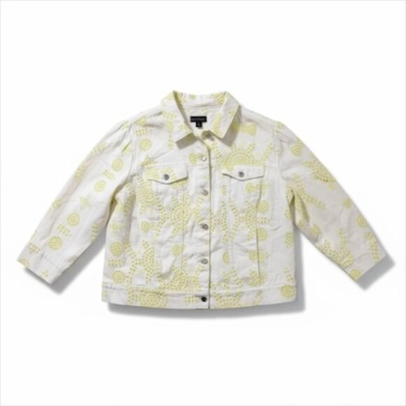 G by Giuliana Jackets & Blazers - G by Giuliana Black Label White Eyelet Embroidered Denim Jacket Plus Size - New